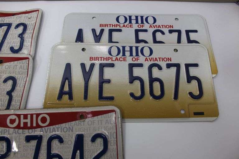 Collection of Ohio License Plates with Multiple Sets