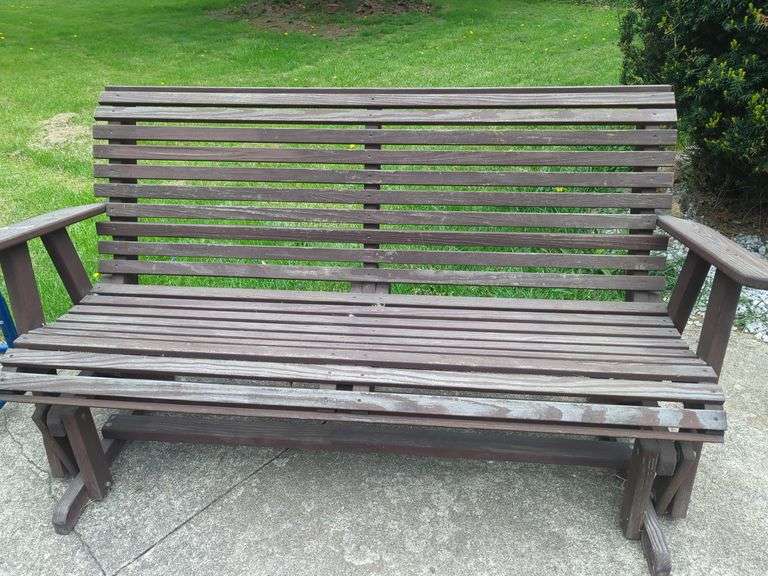 Rocking wooden bench