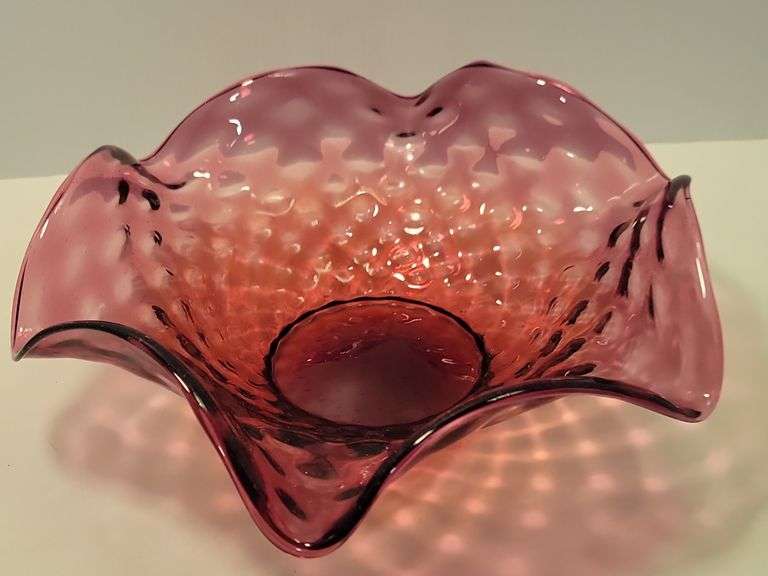 Bennett Glass Cranberry 8” Ruffled Bowl-Cambridge Glass Mold