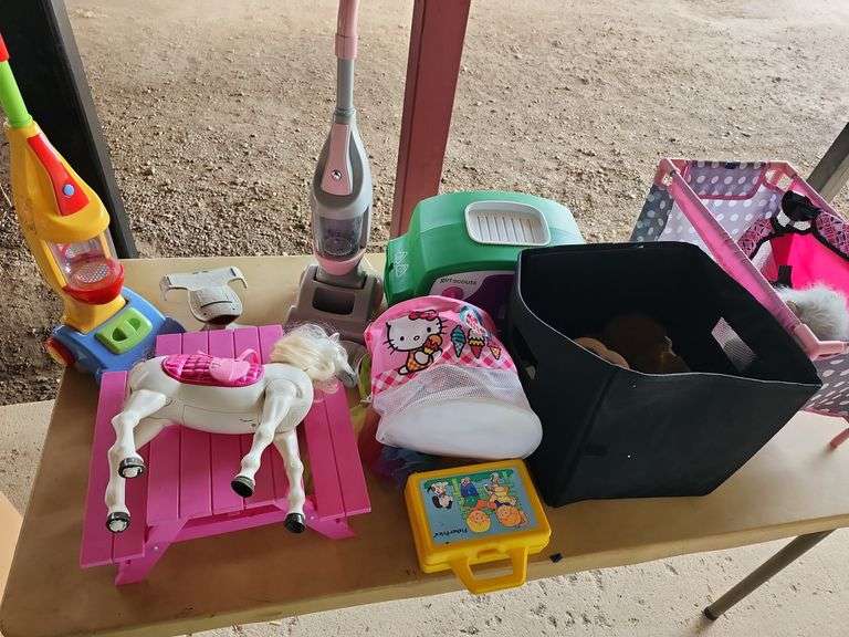 Assorted Toys, Vacuums, Easy Bake, Doll Bed, Picnic Table, Etc