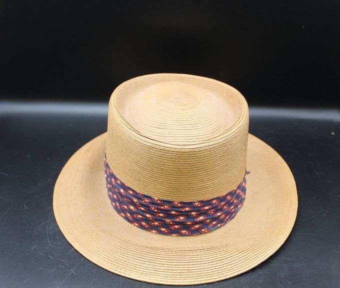 Vintage Straw Hat by the Higbee Co., Cleveland, with Decorative Band