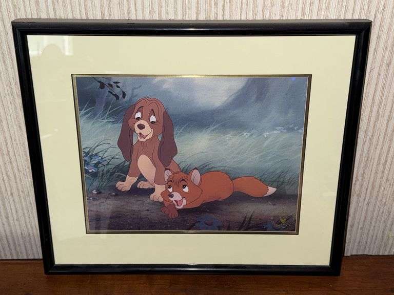 Framed Fox and the Hound Serigraph