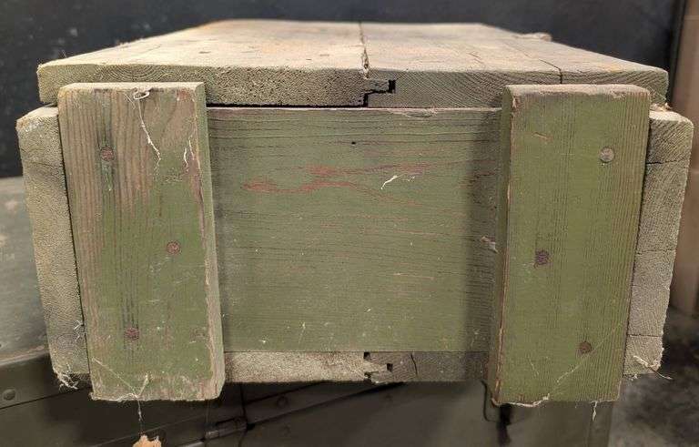 Military Wooden Crate With Green Paint and Metal Latch