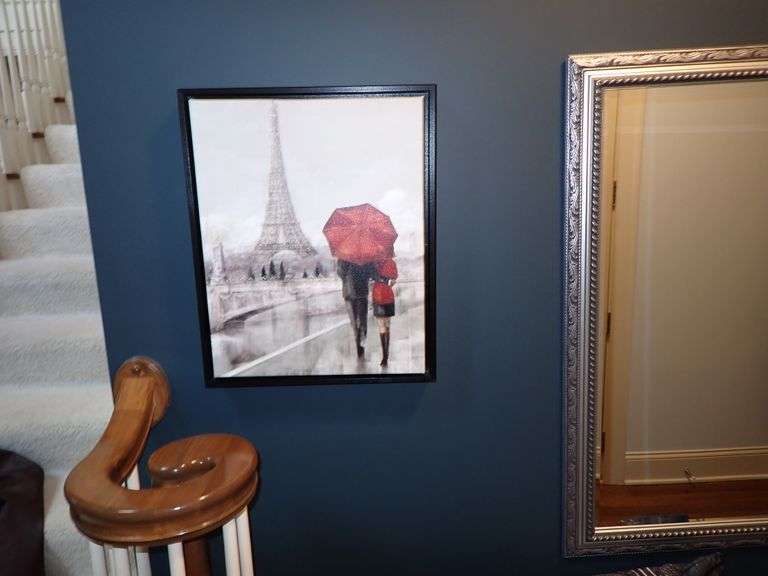 "Modern Couple in Paris" by Ruane Manning Framed Canvas Print