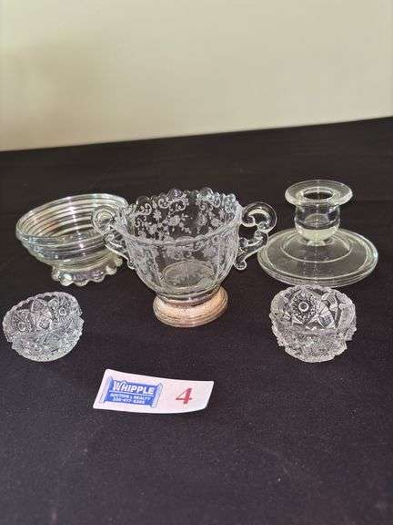 Etched Sugar w/ Sterling Base + Asst. Glass