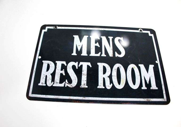 Set of Three Metal Signs: Mens Rest Room, Man Cave, and Men