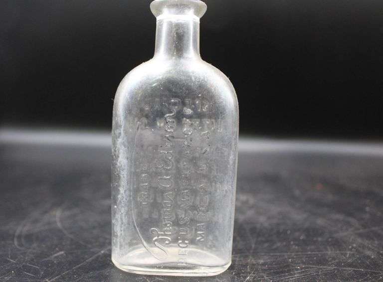 Antique Medicine Glass Bottle and Metal Drill Bit Case