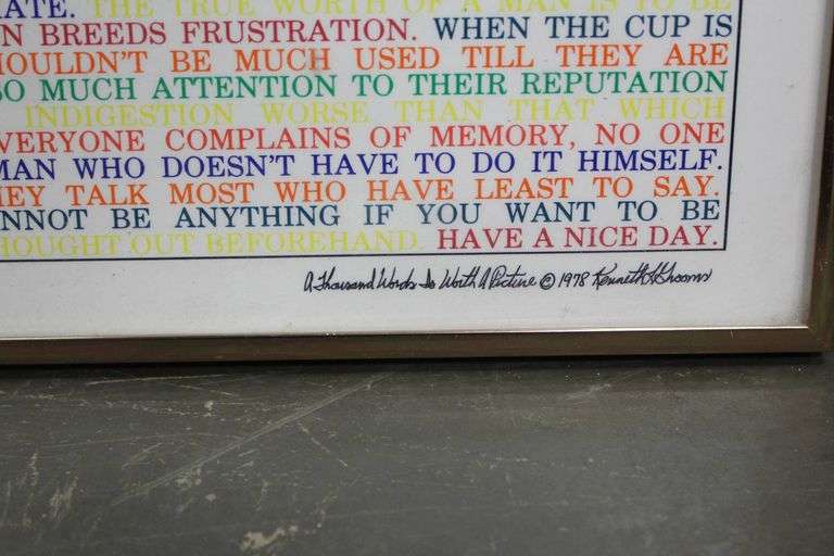 Framed Print by Al Howard Studios Featuring Inspirational Text, 1978