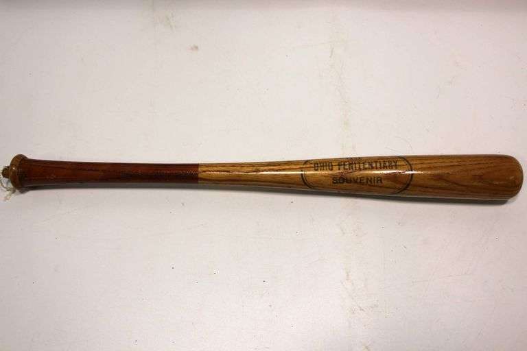 Lot of Three Wooden Implements Including Ohio Penitentiary Souvenir Bat