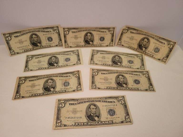 1953, A & B $5 Silver Certificate Lot