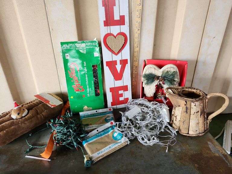 Lights, Love Sign, Table Cloth, Tree Topper, Etc.