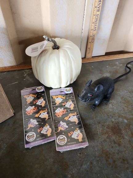 Foam Pumpkin, Plastic Rat & Stickers
