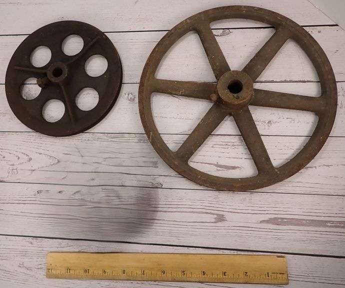 Antique Steampunk Industrial Pulley Wheels