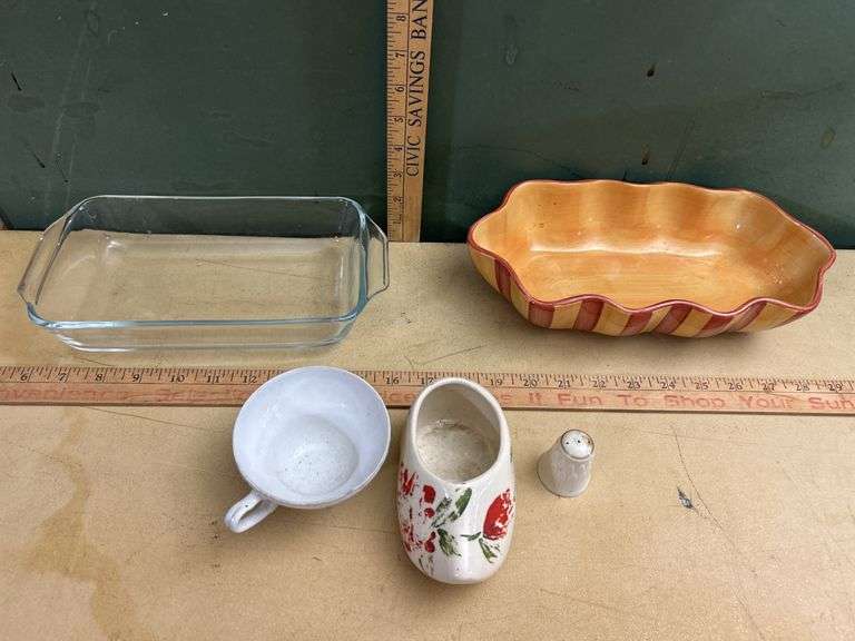 Gail Pittman Serving Dish, Glass Loaf Pan, Etc.