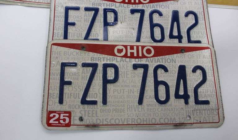 Collection of Ohio License Plates with Multiple Sets