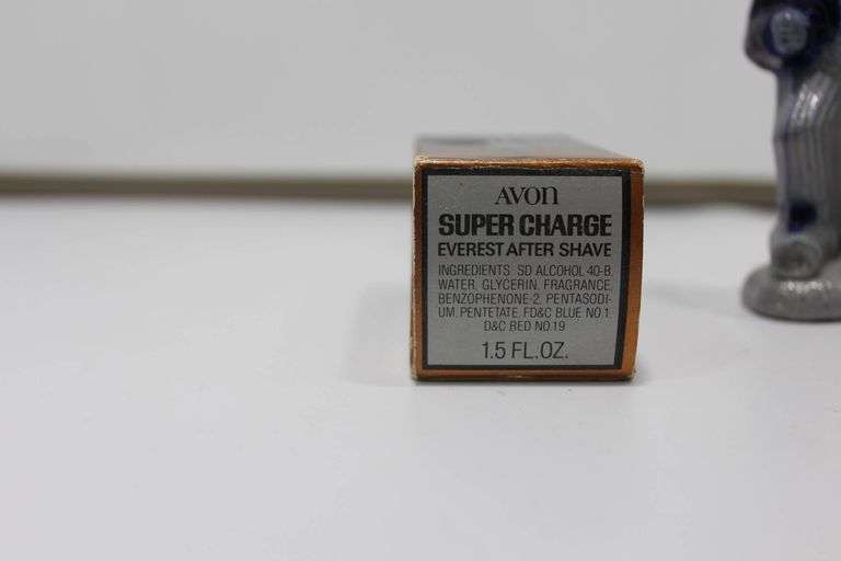Lot of Avon Products Including Super Charge After Shave and Collectible Miniatures