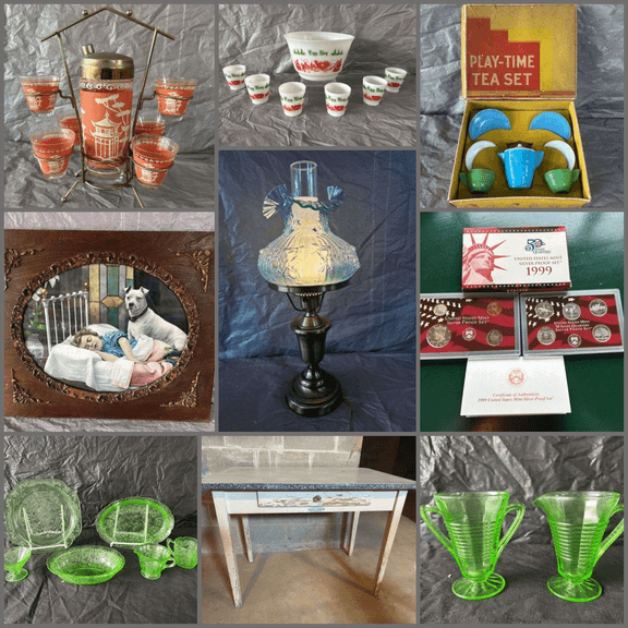 Coins, Akro Agate, Green Depression, MCM Furniture & More! 
