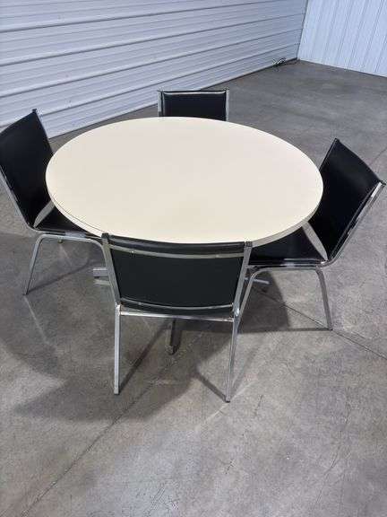 White Table #4 Vinyl Chairs