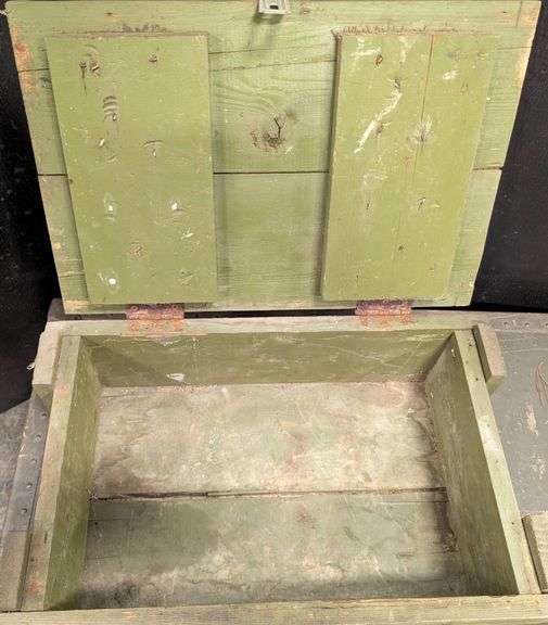 Military Wooden Crate With Green Paint and Metal Latch