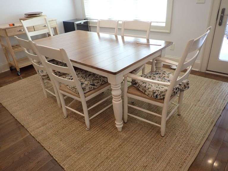 Ethan Allen Country Kitchen Table & 6 Ethan Allen New Country Chairs