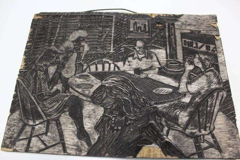 Set of Two  Art Panels Featuring Figures and a Sailing Ship