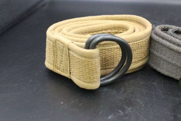 Lot of Three Vintage Military Canvas Belts