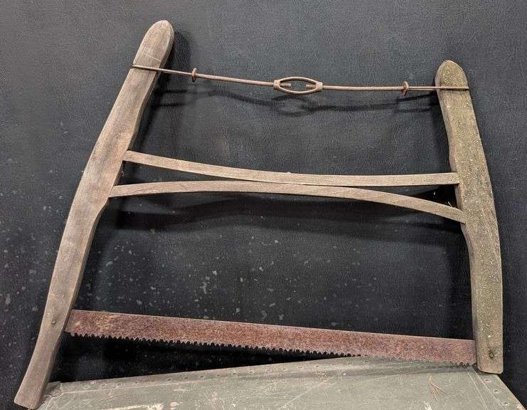 Vintage Wooden Frame Bow Saw with Metal Blade