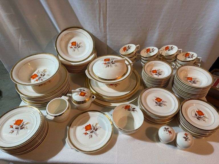 22K Gold Trim 12 Place Settings Triumph China Set Circa 1940s