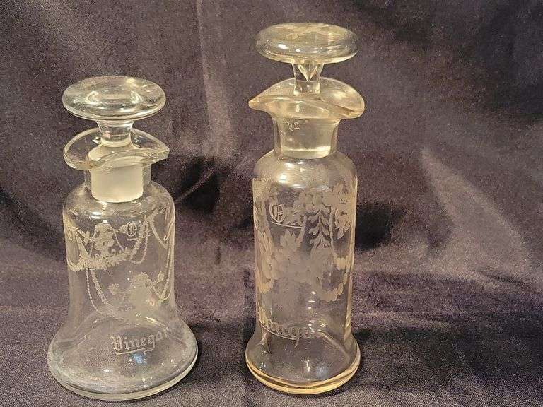 Heisey Oil & Vinegar Etched Bottles
