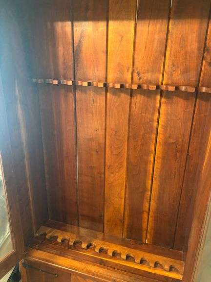 Wooden Cabinet with Glass Doors and Storage, 37″x12″x72″