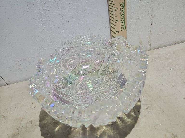 Vintage Unmarked L.E. Smith Carnival Glass Bowl 7.5" X 7.5" X 4"