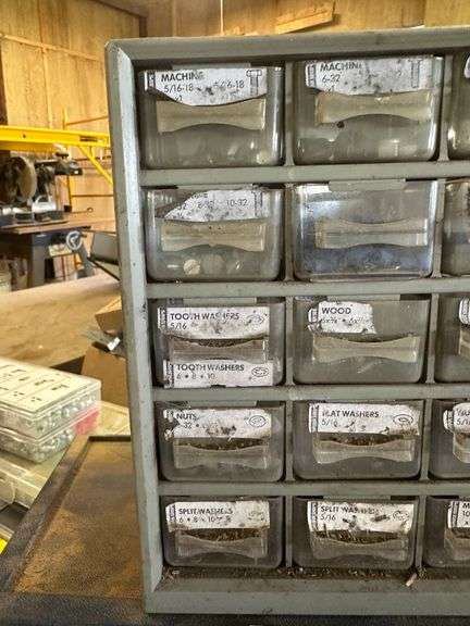 Two Metal and Plastic Drawer Organizers with Contents