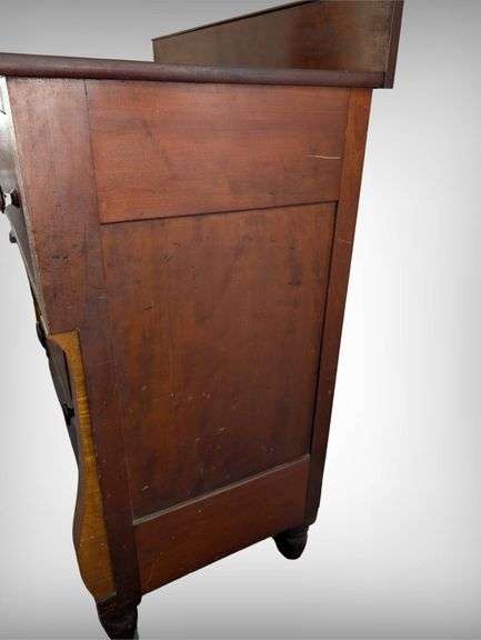 Antique 1850’s Tiger Maple and Cherry Four-Drawer Wooden Dresser with Dovetail Construction