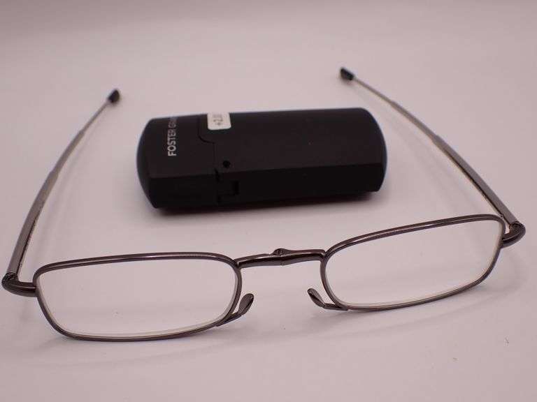 Foster Grant Microvision Folding Compact Reading Glasses w/ Case HD1018 Gideon BLK +2.00