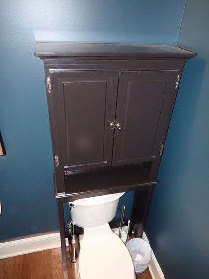 Bathroom Over the Toilet Cabinet Chrome Toilet Tool, Toilet Paper Holder & Trashcan Combo.