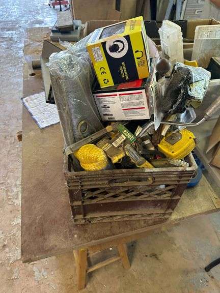 Tools and Supplies in a Plastic Crate