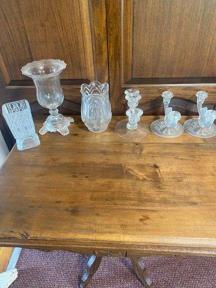 Vintage Clear Glass Candleholders & Vases