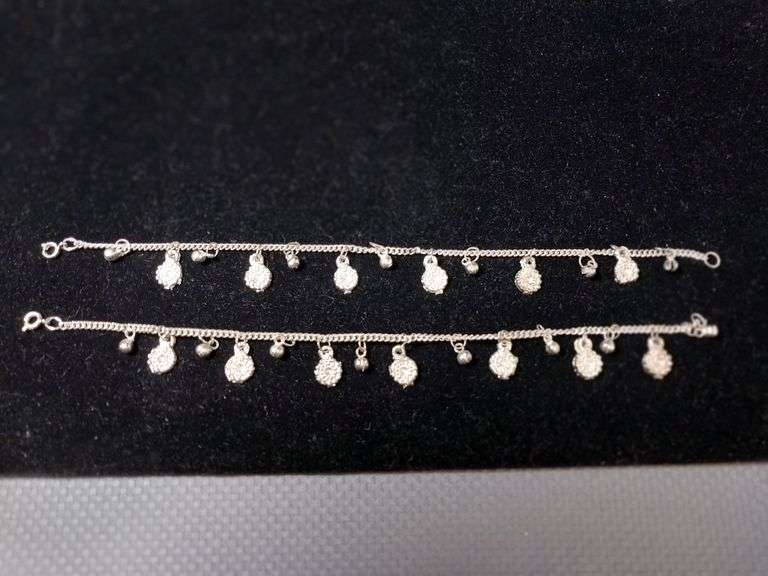 Pair of Silver-Tone Charm Bracelets with Dangles