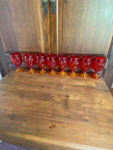 Set of Red Glass Goblets