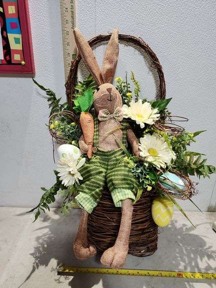 22.5" Tall Easter Bunny Basket Wall Hanger
