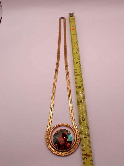 Vintage Alex & Ani 24" Necklace with attached large Gem Pendant