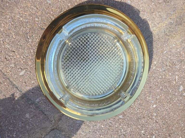 Antique ashtray with gold acccent tray