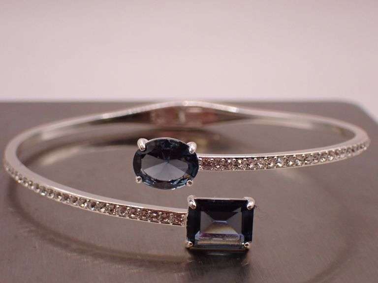 Lauren Ralph Lauren Pavé Silver-Plated Stone Hinge Bangle Bracelet
