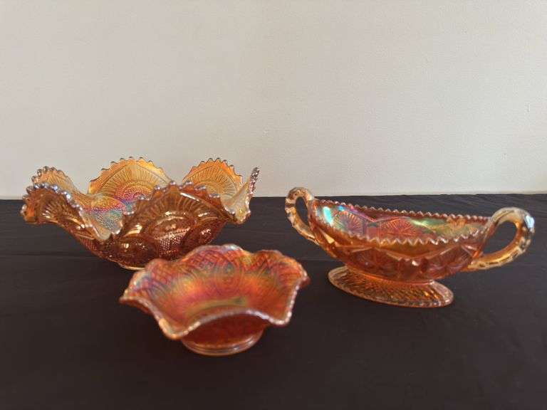 Carnival Glass Set (3 pieces)