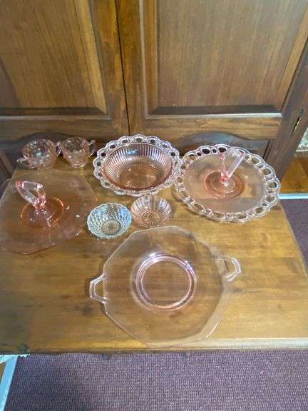 Pink Depression Glass Serving Set