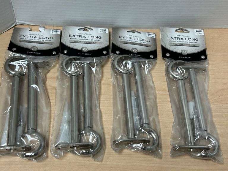 4 Packs Cambria Premier Extra Long Brackets – Polished Nickel, 6–9"