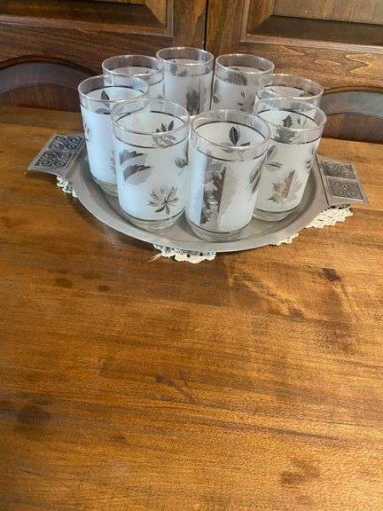 Frosted Glasses with Tray