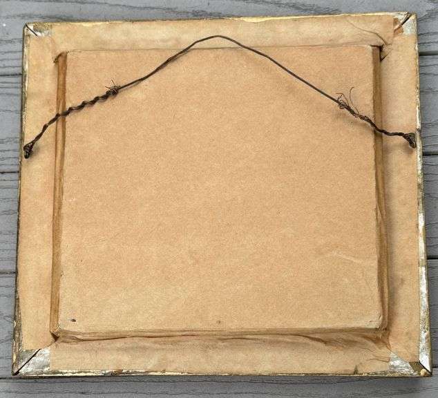 Antique Beautiful Framed Floral Embroidery on Plum Fabric in Gilt Frame