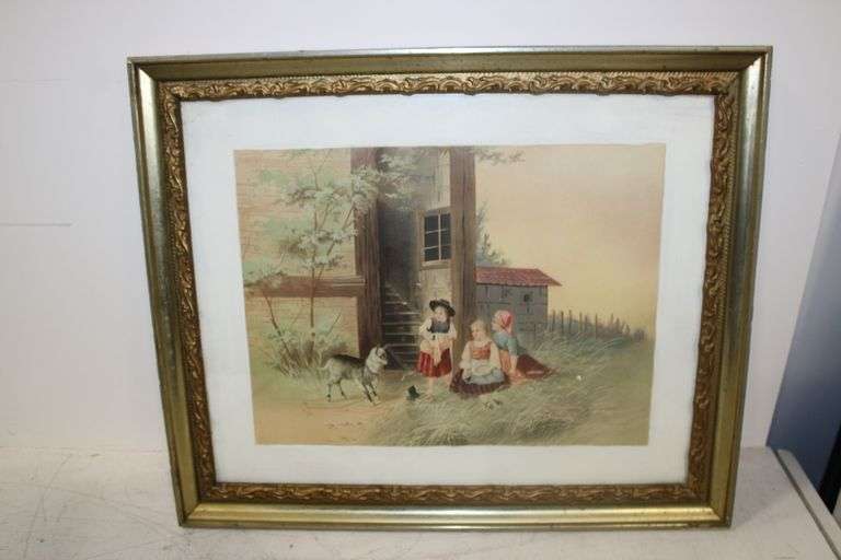 Children & Goat Print