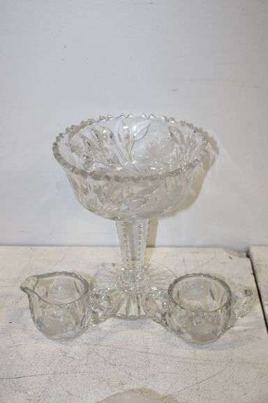 Crystal Compote, Creamer & Sugar Set